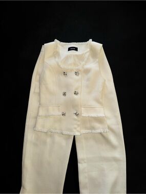 Cider Cream Textured Double-Breasted Pantsuit